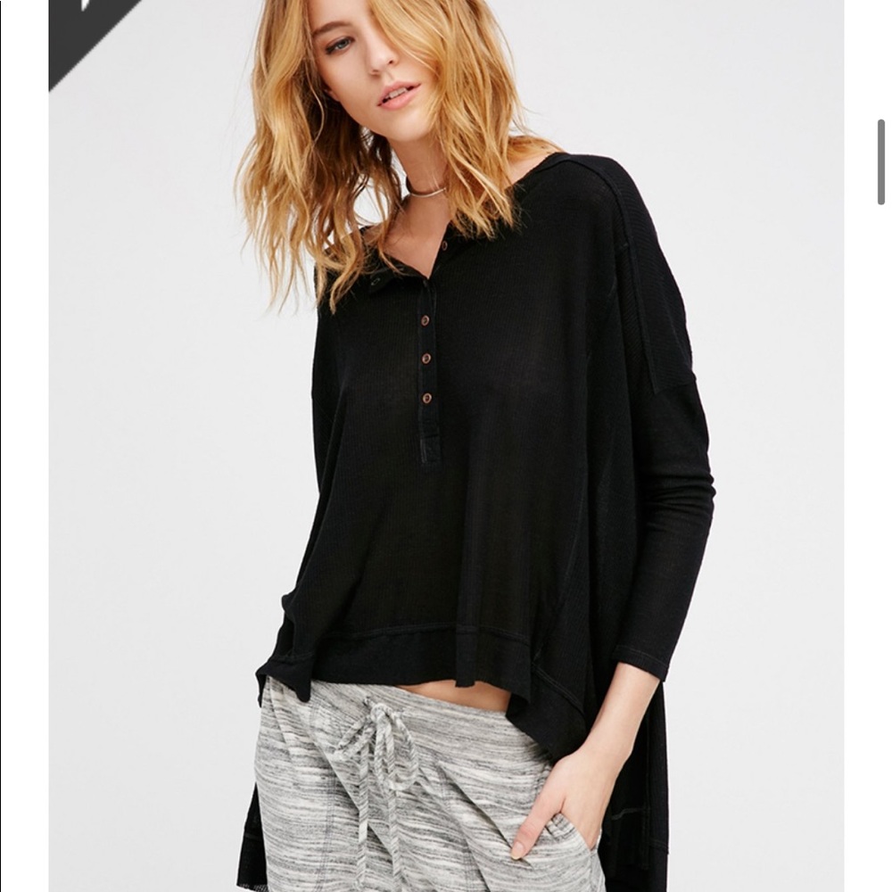 Free people- Benedict Henley long sleeve- black B